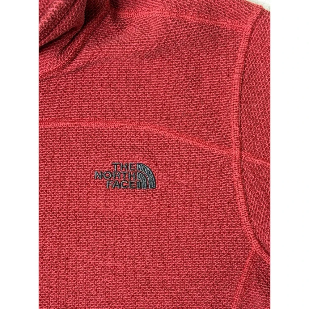 The North Face Pullover Men‎ Medium Red 1/4 Zip Fleece Hiking Waffle Knit Read